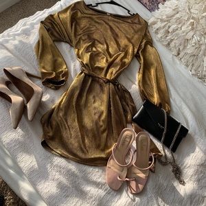 Gold Metallic Mini Dress